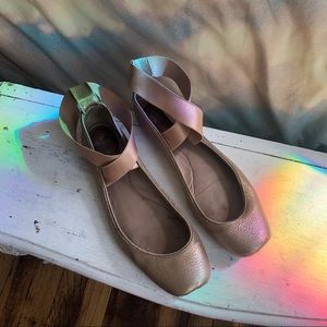 Chloe metallic nude leather ballet slipper flats